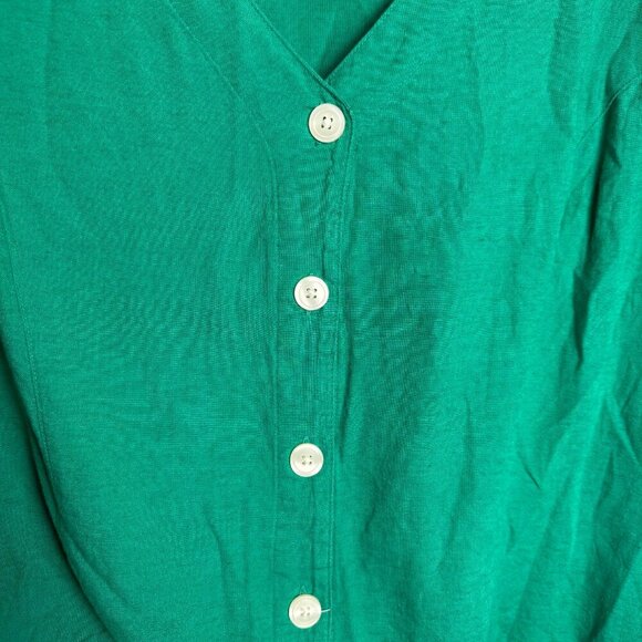 Old Navy green linen blend short sleeve button down V-neck size XL I19 - Picture 5 of 6